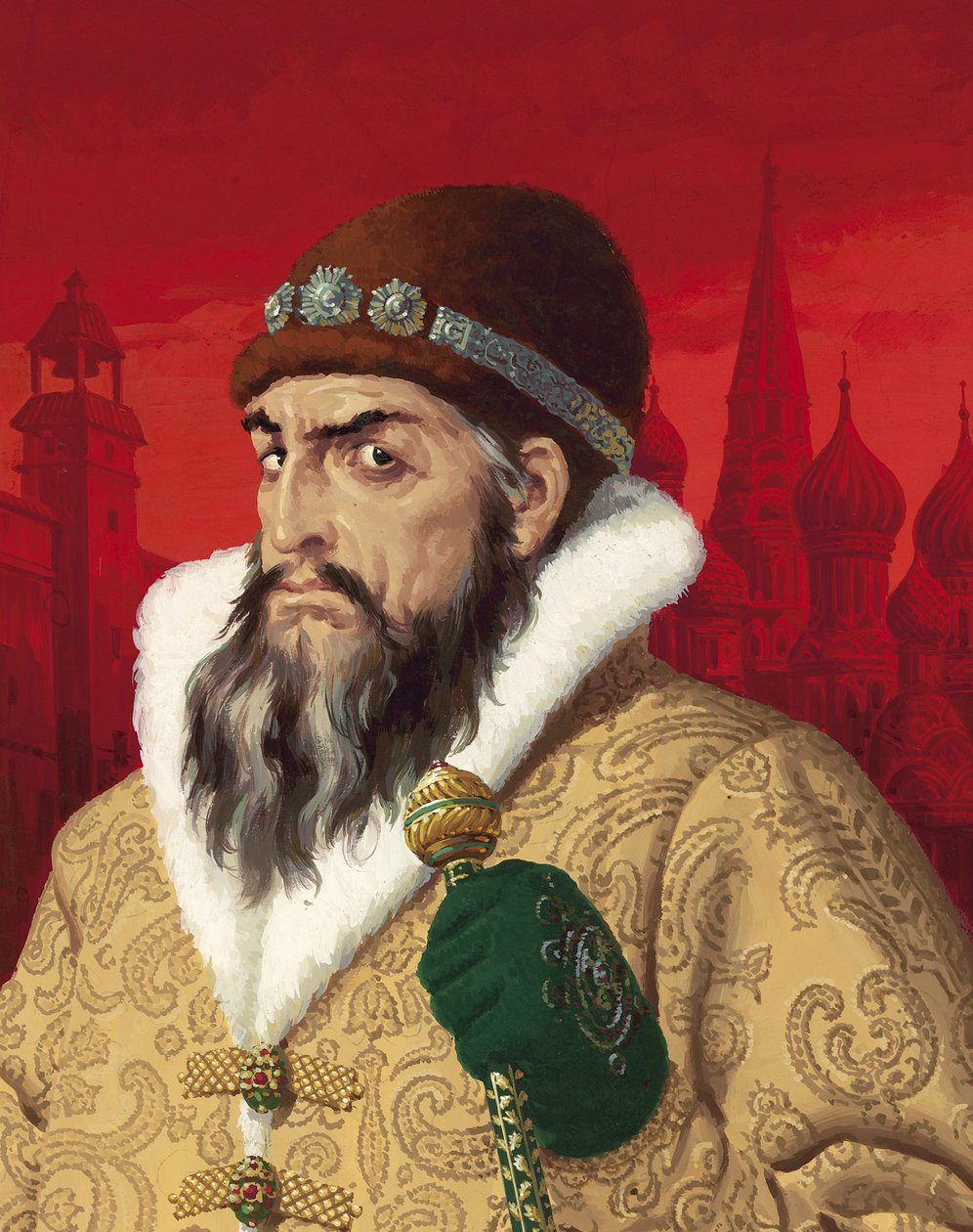 Iwan Groźny (1530-84) (gwasz na papierze) autorstwa English School