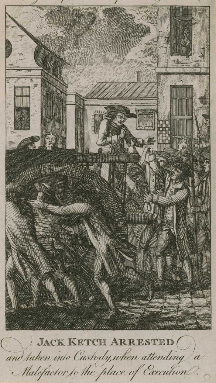 Jack Ketch aresztowany i zabrany do aresztu (grawerunek) autorstwa English School
