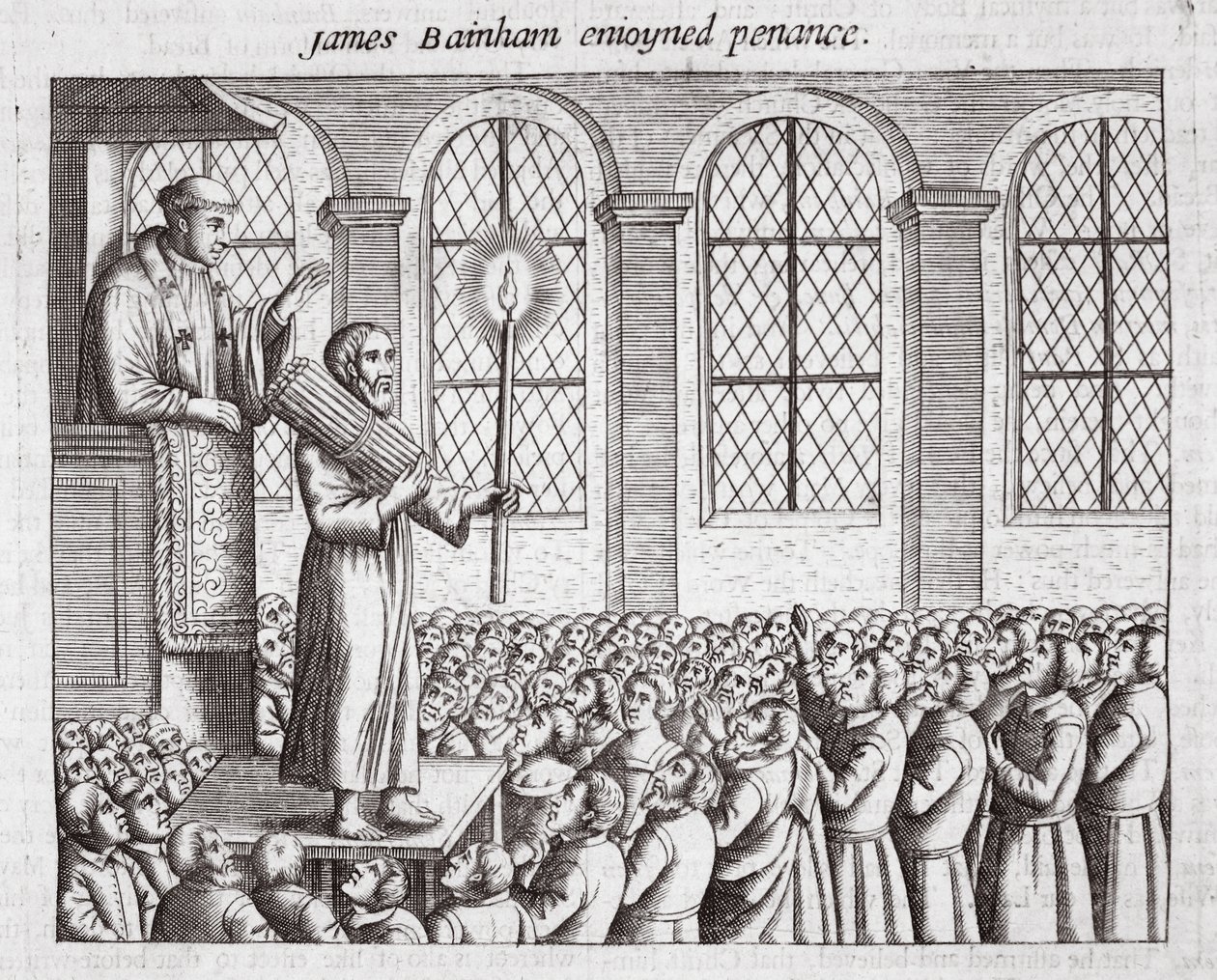 James Bainham cieszył się pokutą, ilustracja z Dziejów i zabytków Johna Foxe