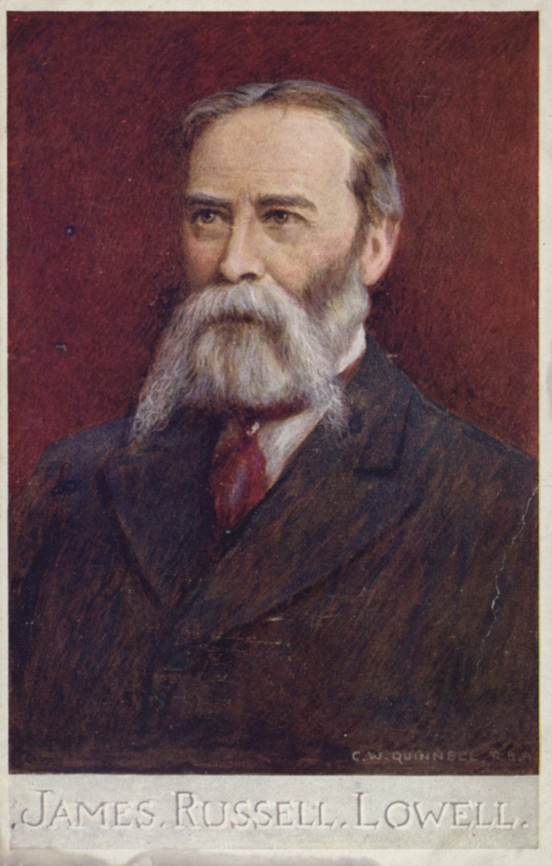 James Russell Lowell (1819-1891), amerykański poeta i dyplomata (kolorowa litografia) autorstwa English School