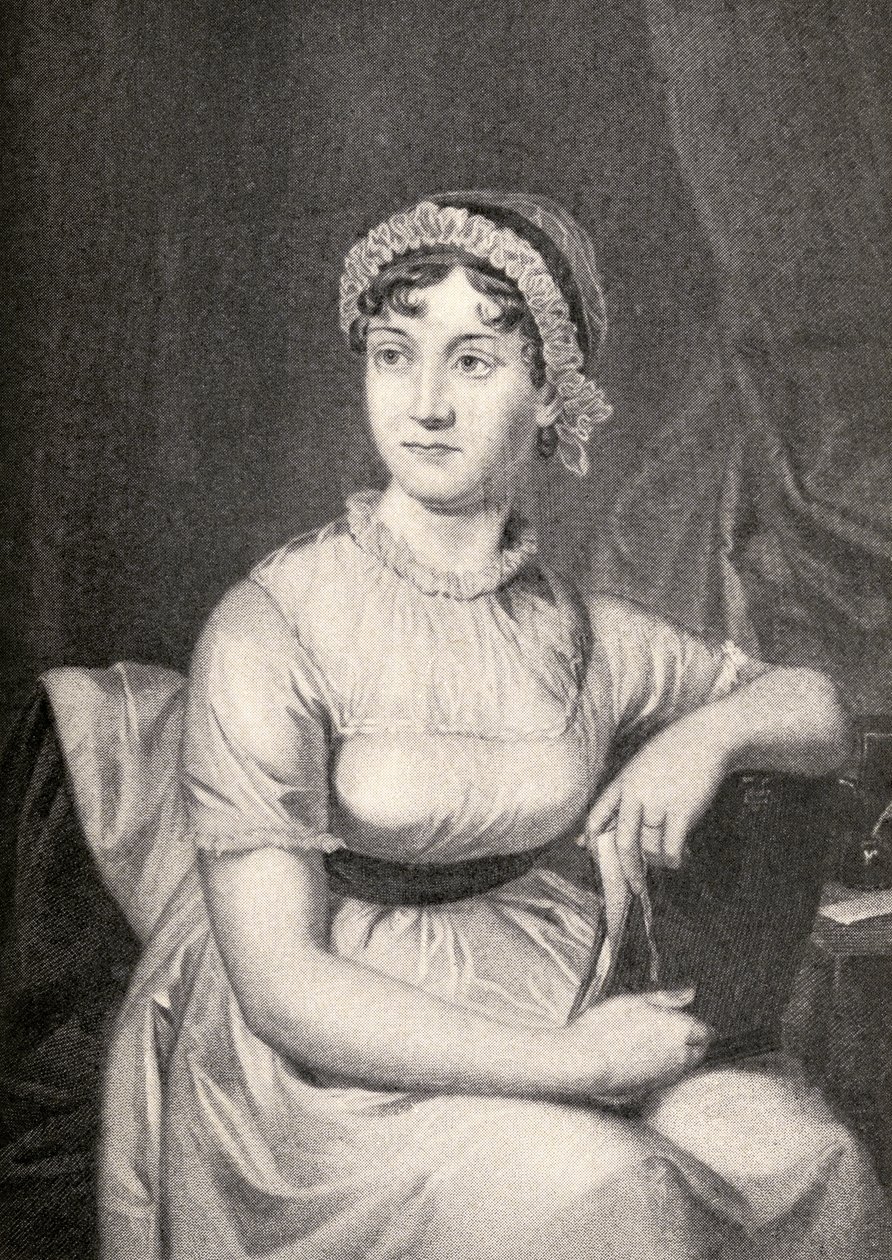 Jane Austen (1775-1817) ilustracja z „Małych podróży do domów sławnych kobiet”, opublikowana w 1897 r. (zob. także 331580) autorstwa English School