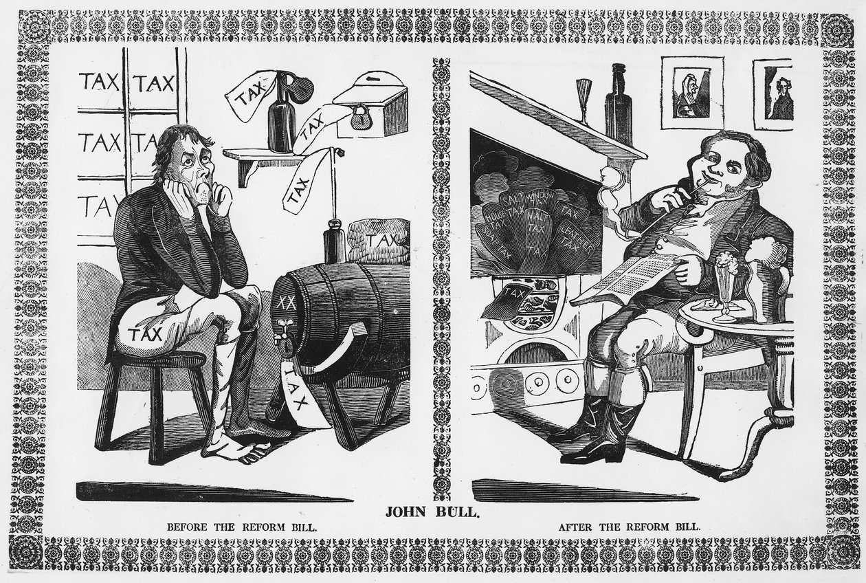 John Bull przed i po reformie ustawy autorstwa English School