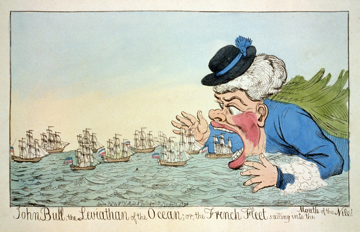 John Bull Lewiatan Oceanu lub flota francuska płynąca do ujścia Nilu 12 grudnia autorstwa English School