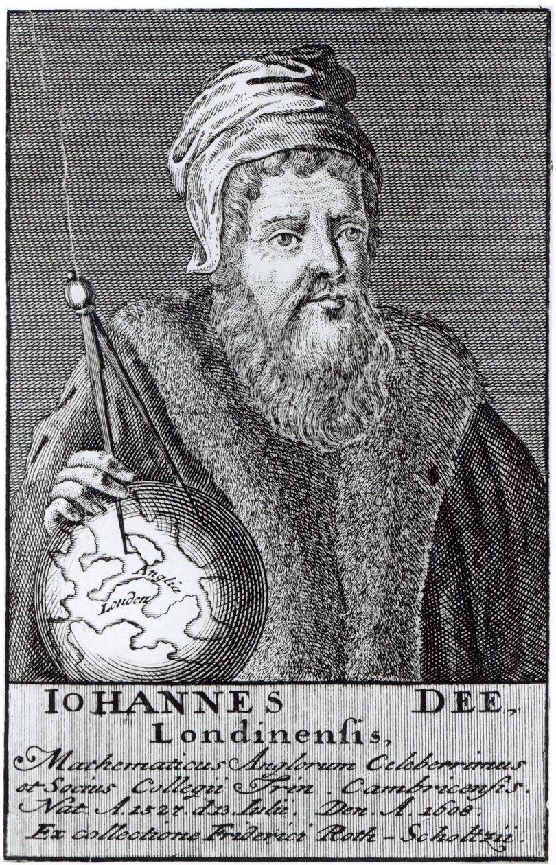 John Dee (1527-1608) londyńczyk (grafika) (zdjęcie bundw) autorstwa English School