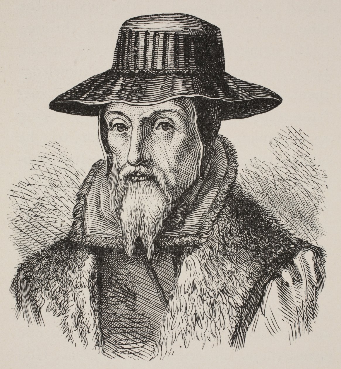 John Foxe, ilustracja z The Church of England: A History for the People autorstwa H.D.M. Spence-Jones, wyd. ok. 1910 (zdjęcie w sepii) autorstwa English School