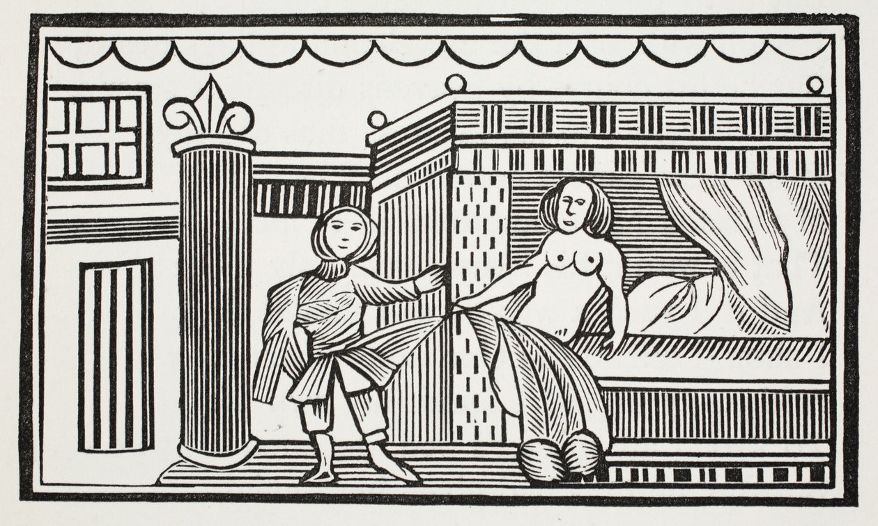 Joseph i jego kochanka, ilustracja z książki Rozdział XVIII, autorstwa Johna Ashtona, wyd. 1882 autorstwa English School