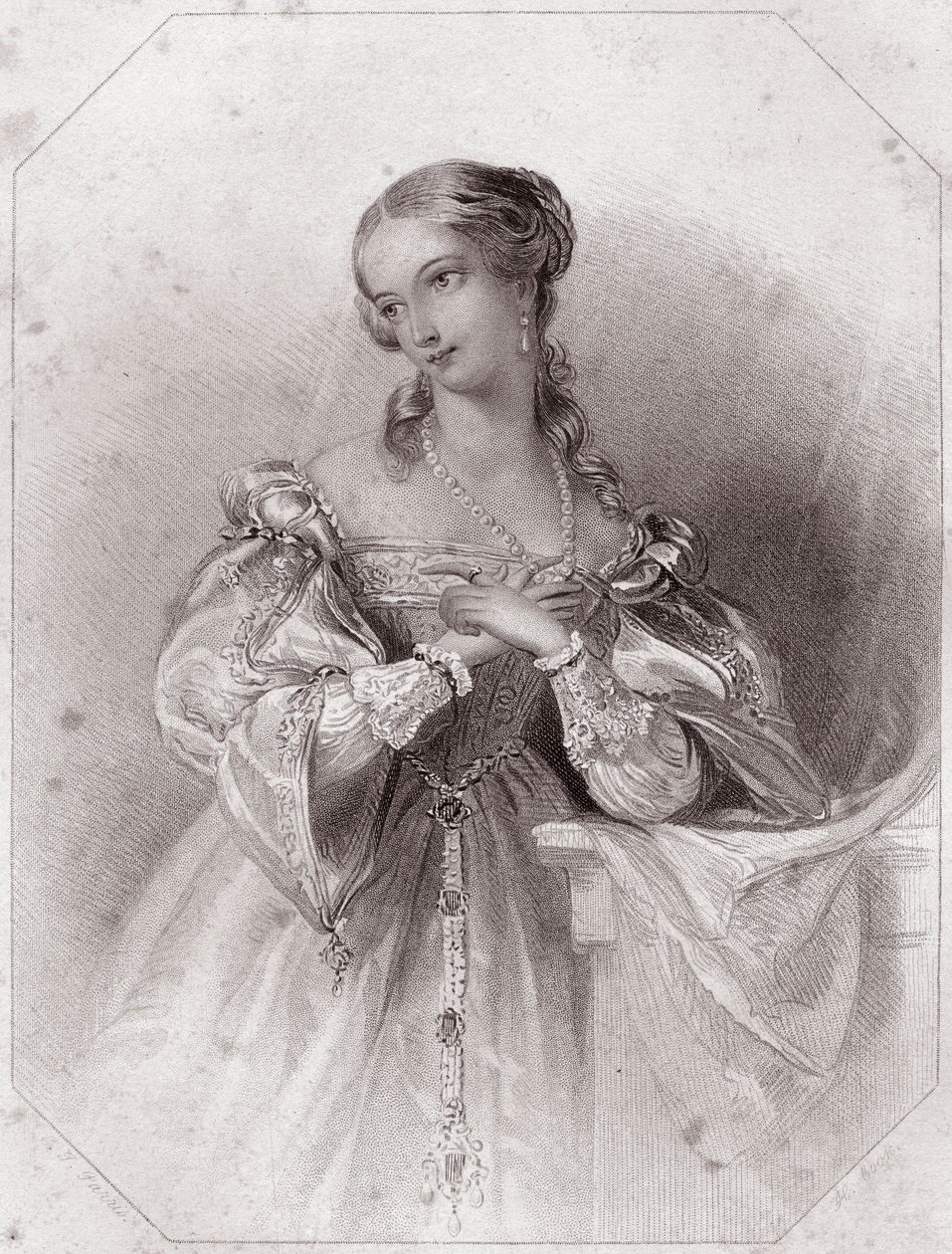 Juliette (Romeo i Julia - Romeo i Julia) w - „” Galerie des femmes de Shakespeare, zbiór czterdziestu pięciu poważnych portretów pierwszych artystów Londynu, wzbogacony uwagami krytycznymi i literackimi”” około 1838 r. - z „Galerii kobiety z autorstwa English School