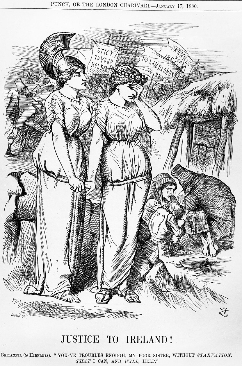 Sprawiedliwość dla Irlandii!, grawerowane przez Josepha Swaina, z Punch, 17 stycznia 1880 autorstwa English School