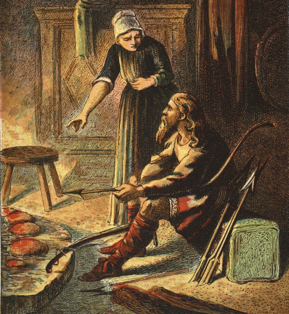 Król Alfred i ciastka, wyd. 1890 autorstwa English School