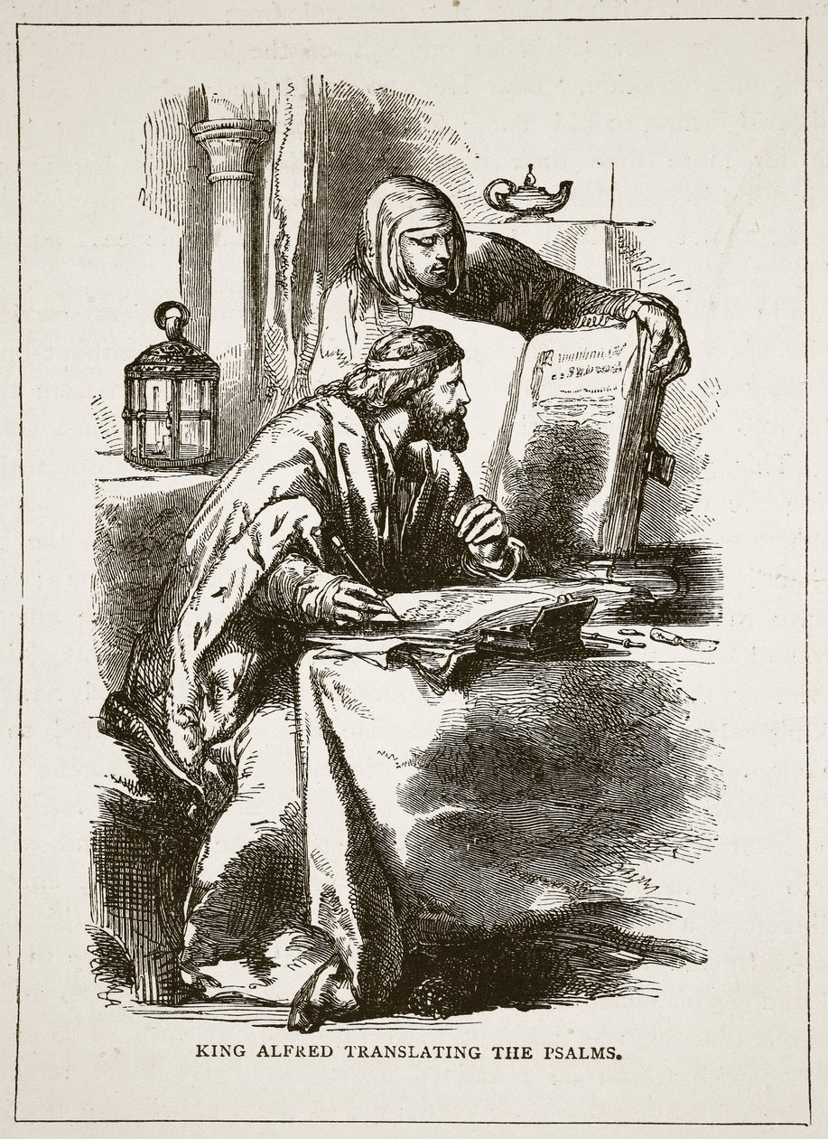 Król Alfred tłumaczy psalmy autorstwa English School