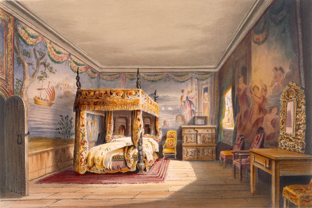 Pokój Króla Karola, Cotehele House, ok. 1830-40, autorstwa English School