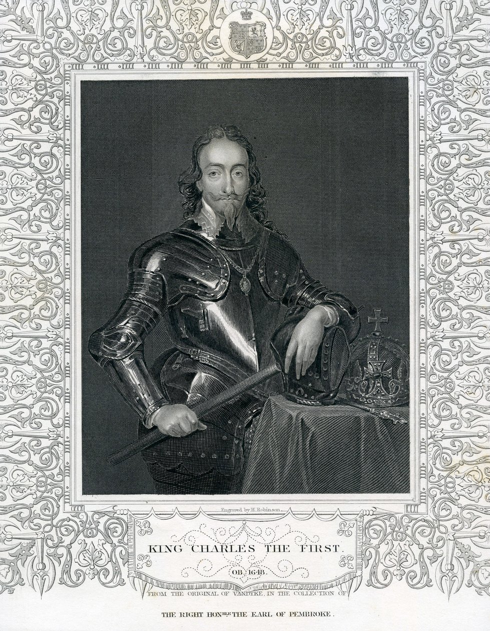 Król Karol I, ryty przez H. Robinsona według Van Dycka, XIX wiek autorstwa English School