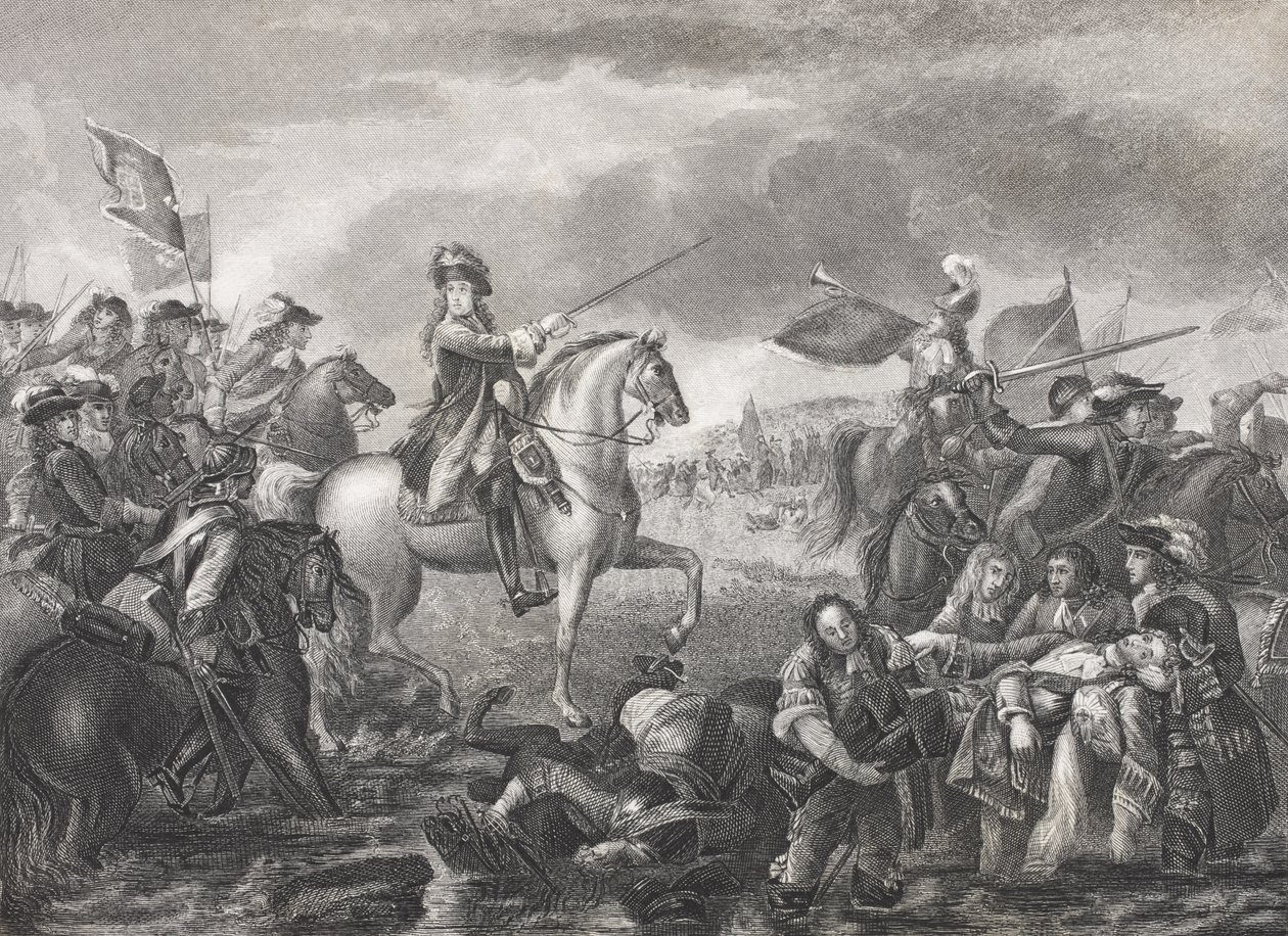 Król Wilhelm III w bitwie pod Boyne, 1690, z „Galerii Portretów Historycznych”, wydana ok. 1880 autorstwa English School