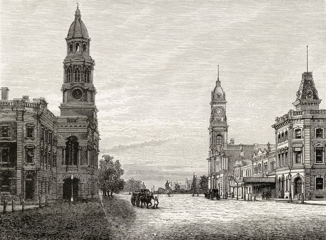 King William Street, Adelajda, ok. 1880, z „Australian Pictures” Howarda Willoughby