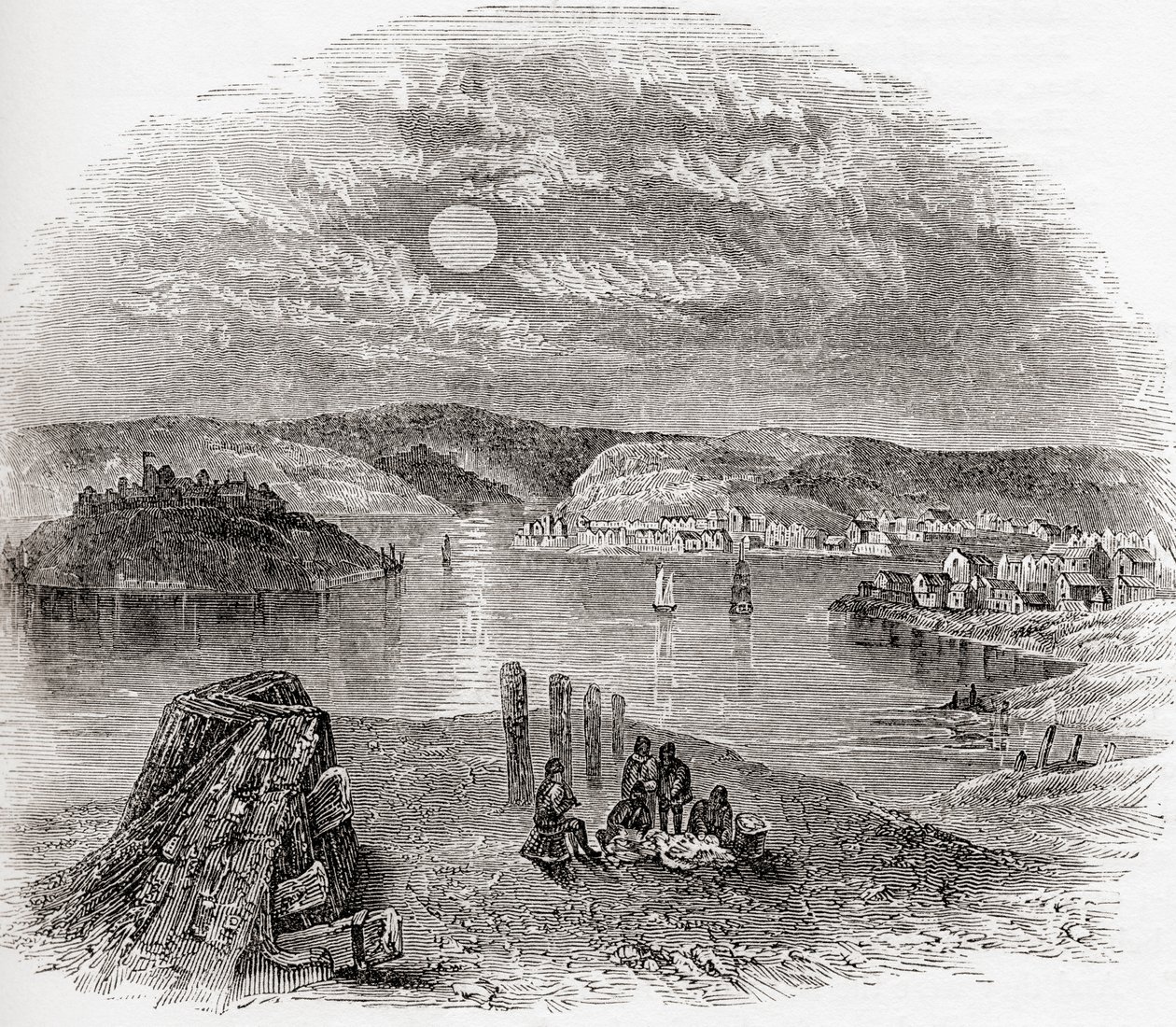 Kinsale, hrabstwo Cork, Irlandia w XIX wieku, ze strony Old England: A Pictorial Museum, pub. 1847 autorstwa English School
