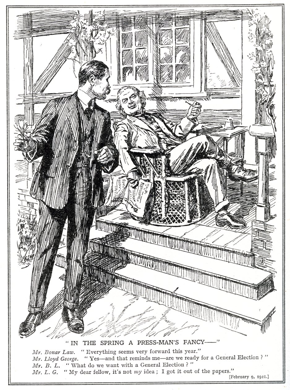 LLoyd George i Bonar Law omawiają perspektywę wyborów powszechnych, luty 1920 autorstwa English School