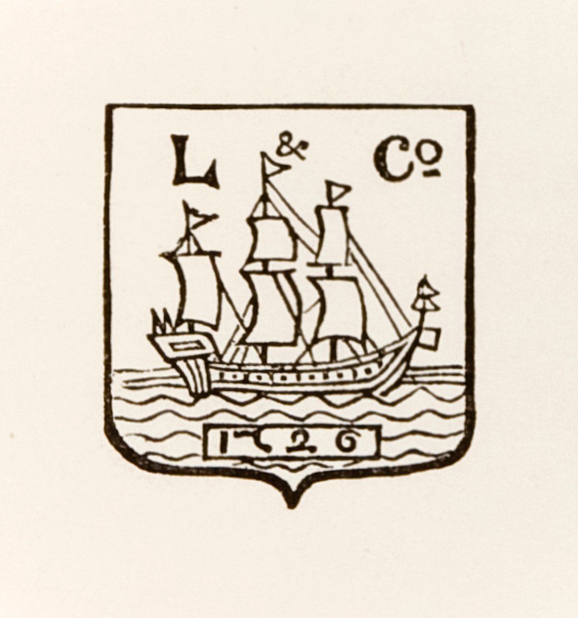 Logo L & Co Ship 1726 używane przez Longmans Green and Company autorstwa English School