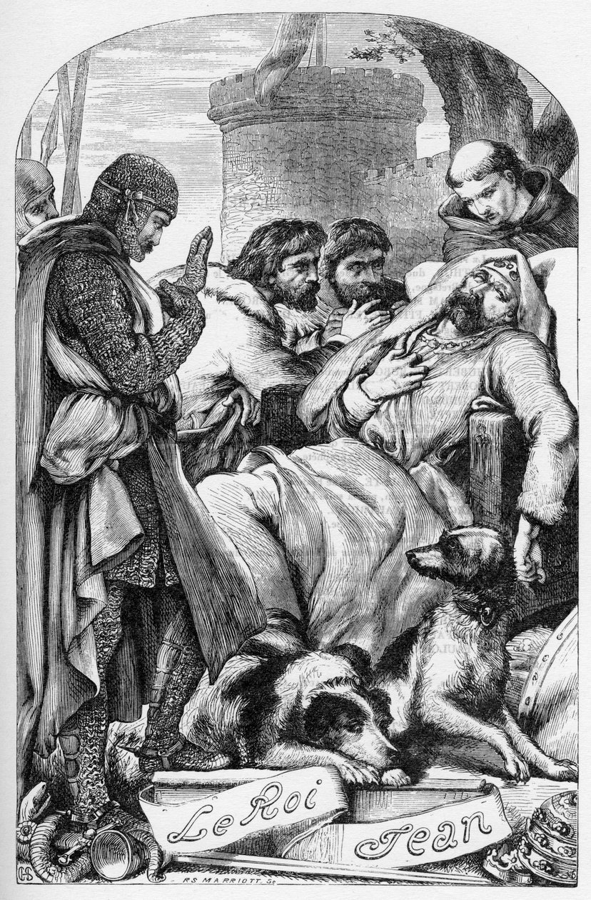 La Vie et la Mort du roi Jean (Życie i śmierć króla Jana) - (Jan Lackland) Ilustracja w „” Works completes de William Shakespeare”” 1866 - Ilustracje i ogólna forma tego wydania są zapożyczone z ilustrowanego Szekspira Cassella, pub autorstwa English School