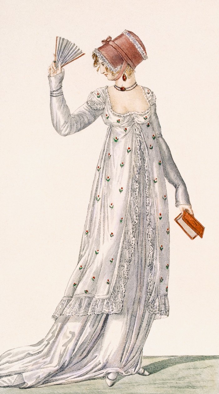Damska suknia wieczorowa, talerz z modą z Ackermanns Repository of Arts, wyd. 1814 autorstwa English School
