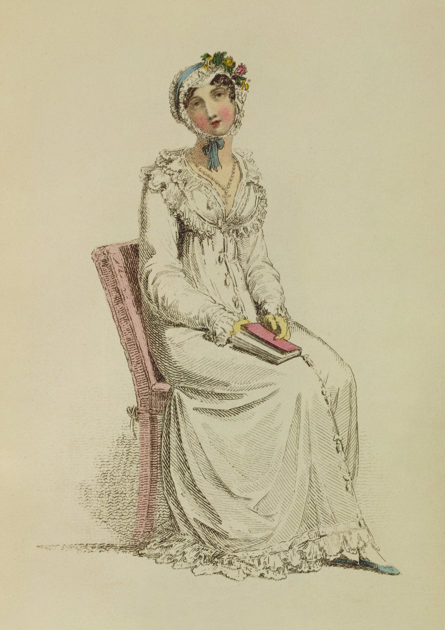 Ladies Morning Dress, talerz z modą z Ackermanns Repository of Arts, 1815 autorstwa English School