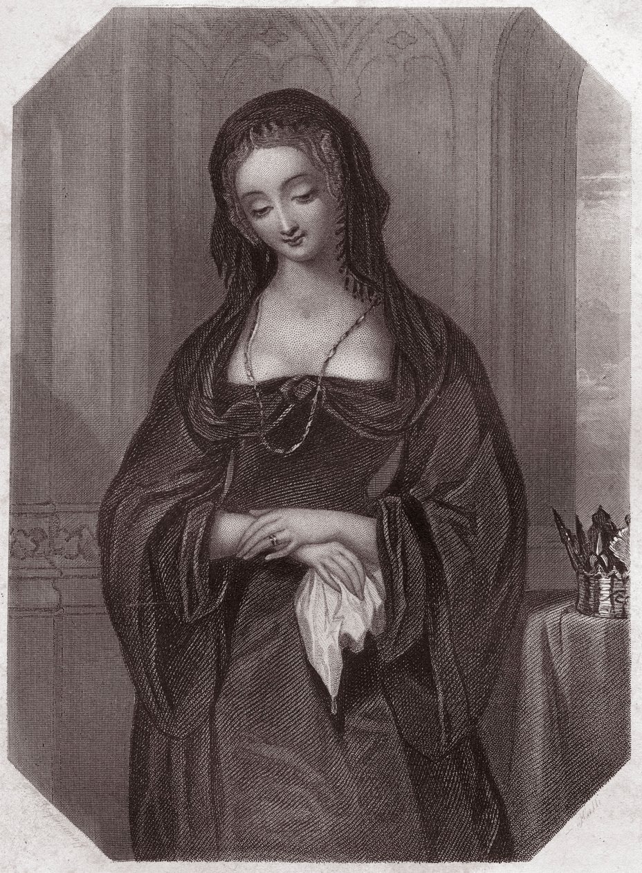 Lady Grey (Henryk VI) (Henryk VI) (Elizabeth Woodville) w – „” Galerie des femmes de Shakespeare, zbiór czterdziestu pięciu poważnych portretów wczesnych londyńskich artystów, wzbogacony o uwagi krytyczne i literackie””” około 1838 r. – z „ „Galeria kobiet autorstwa English School