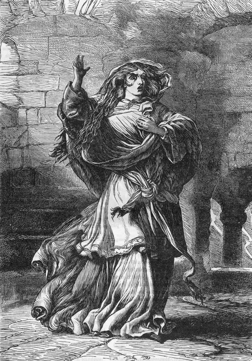 Lady Makbet (Akt II) (Makbet) - Ilustracja w „” Completes de William Shakespeare”” 1866 – Ilustracje i ogólna forma tego wydania zapożyczono z ilustrowanego Szekspira Cassella, opublikowanego w Londynie autorstwa English School