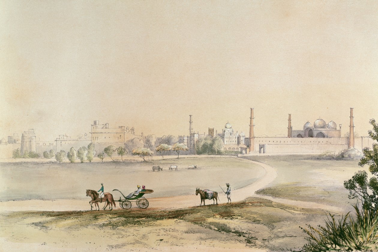 Lahore ze starego toru wyścigowego, z „Szkice orientalne w Pendżabie autorstwa damy” autorstwa English School
