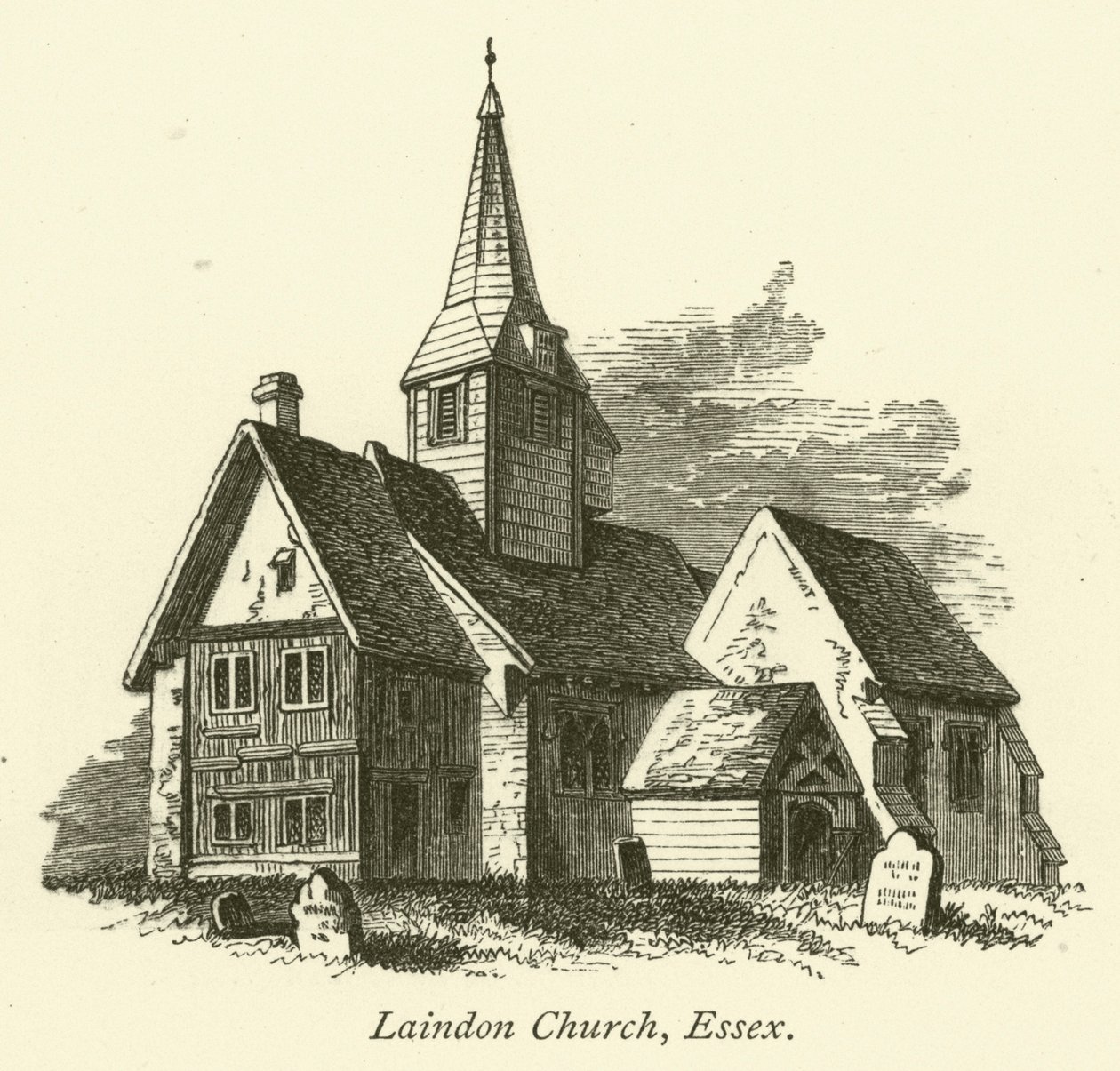 Kościół Laindon, Essex (grawerunek) autorstwa English School