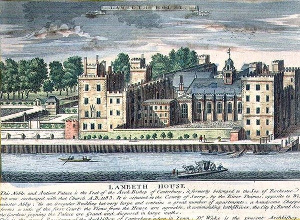 Lambeth House, rezydencja arcybiskupa Canterbury, c.1715-37 (rycina) autorstwa English School