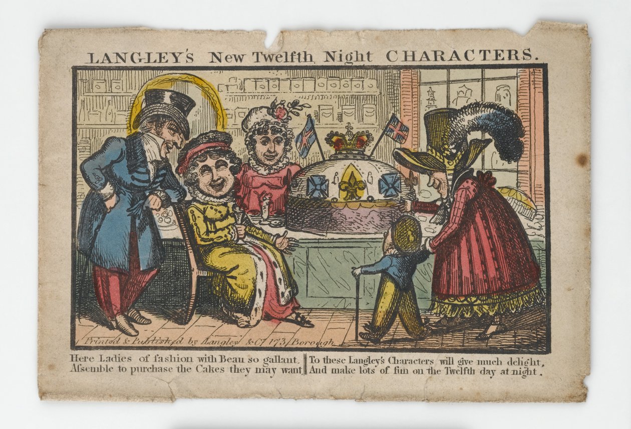 Koperta Langleys New Twelfth Night Characters, 1818 (ręcznie grawerowana) autorstwa English School