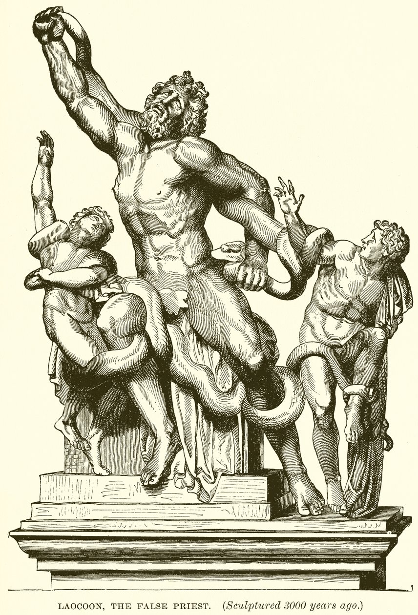 Laocoon, fałszywy kapłan. (Wyrzeźbiony 3000 lat temu) (rycina) autorstwa English School