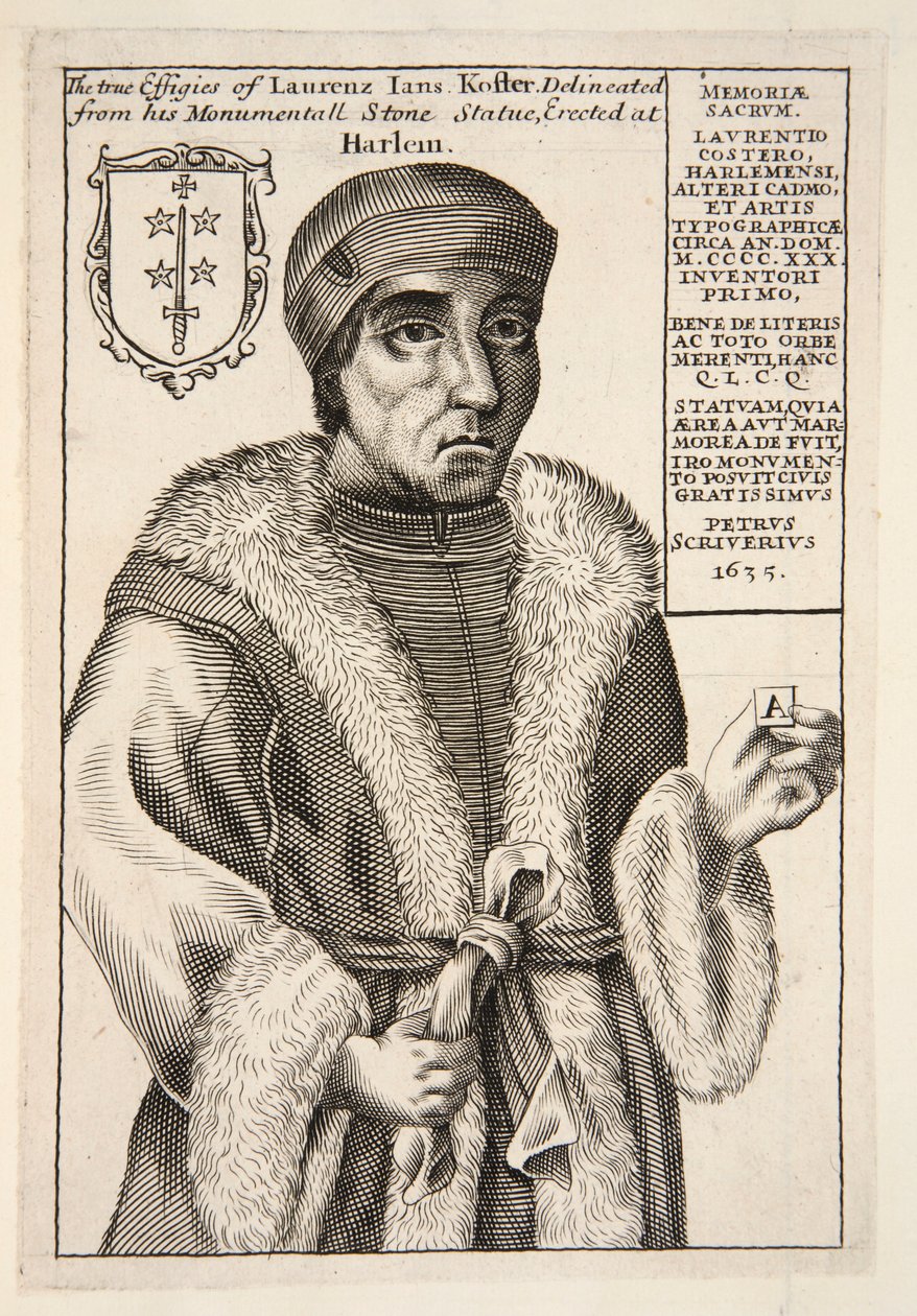 Laurenz Jans Koster, wyd. 1683 grawerowanie. autorstwa English School
