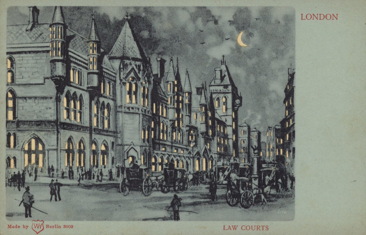 Sądy, Londyn (kolorowa litografia) autorstwa English School
