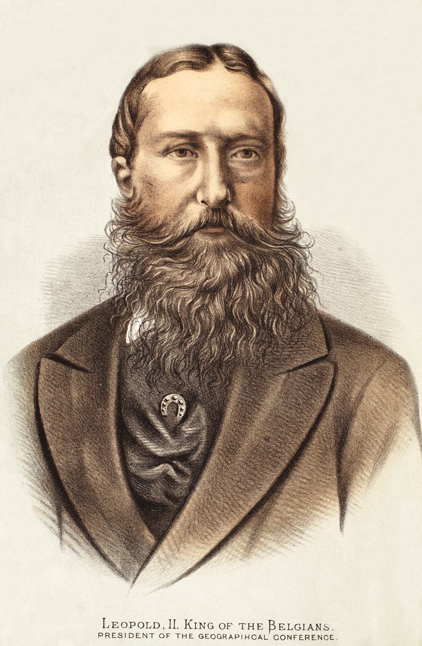 Leopold II, król Belgów, ilustracja z The Pictorial Edition of the Life and Discoveries of David Livingstone autorstwa J. Ewing Richie, wyd. przez A. Fullartona & Co., 1876 autorstwa English School