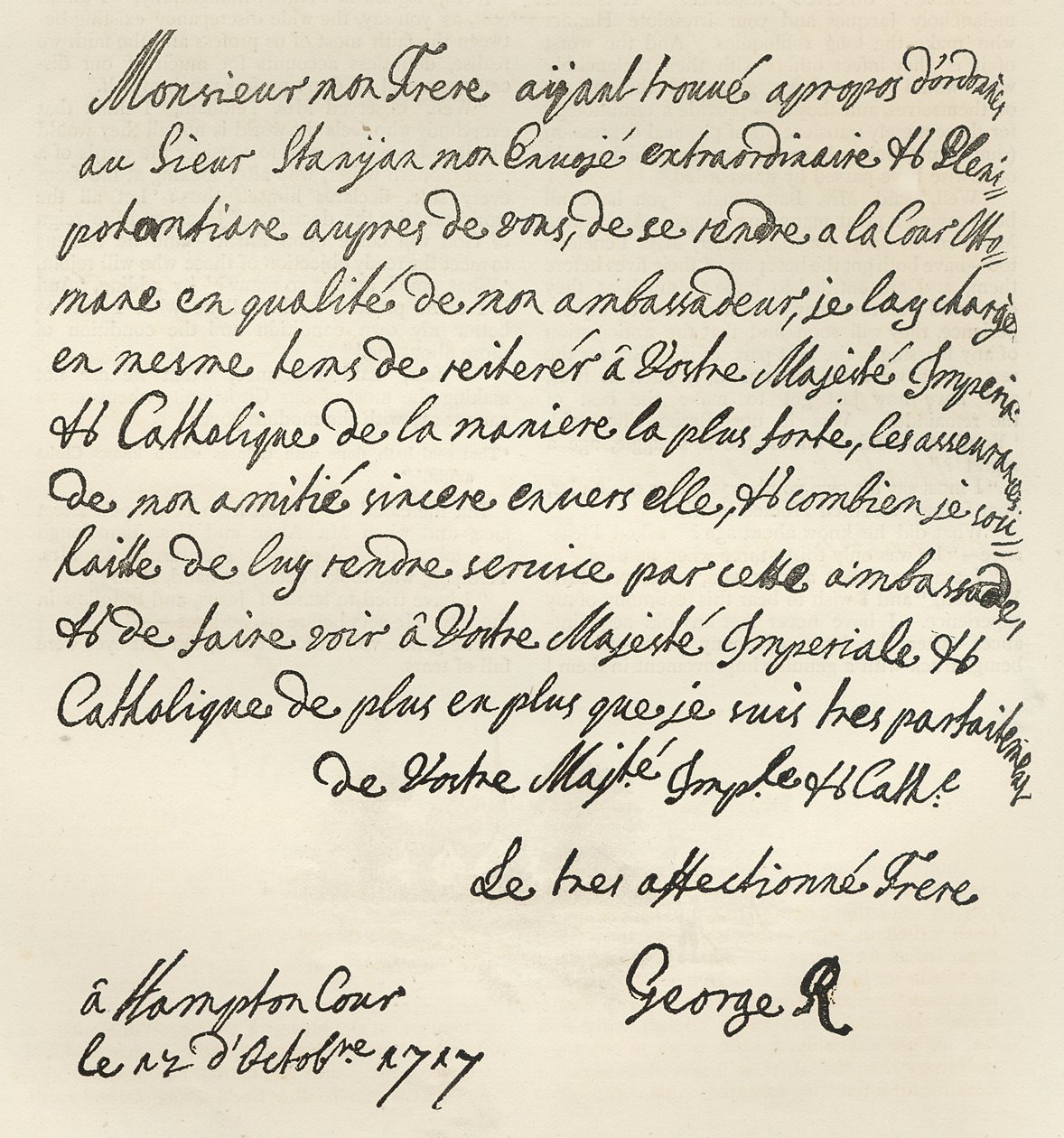 List Jerzego I do Karola VI, 1717, opublikowany w „Godzinie wypoczynku”, 1891 autorstwa English School