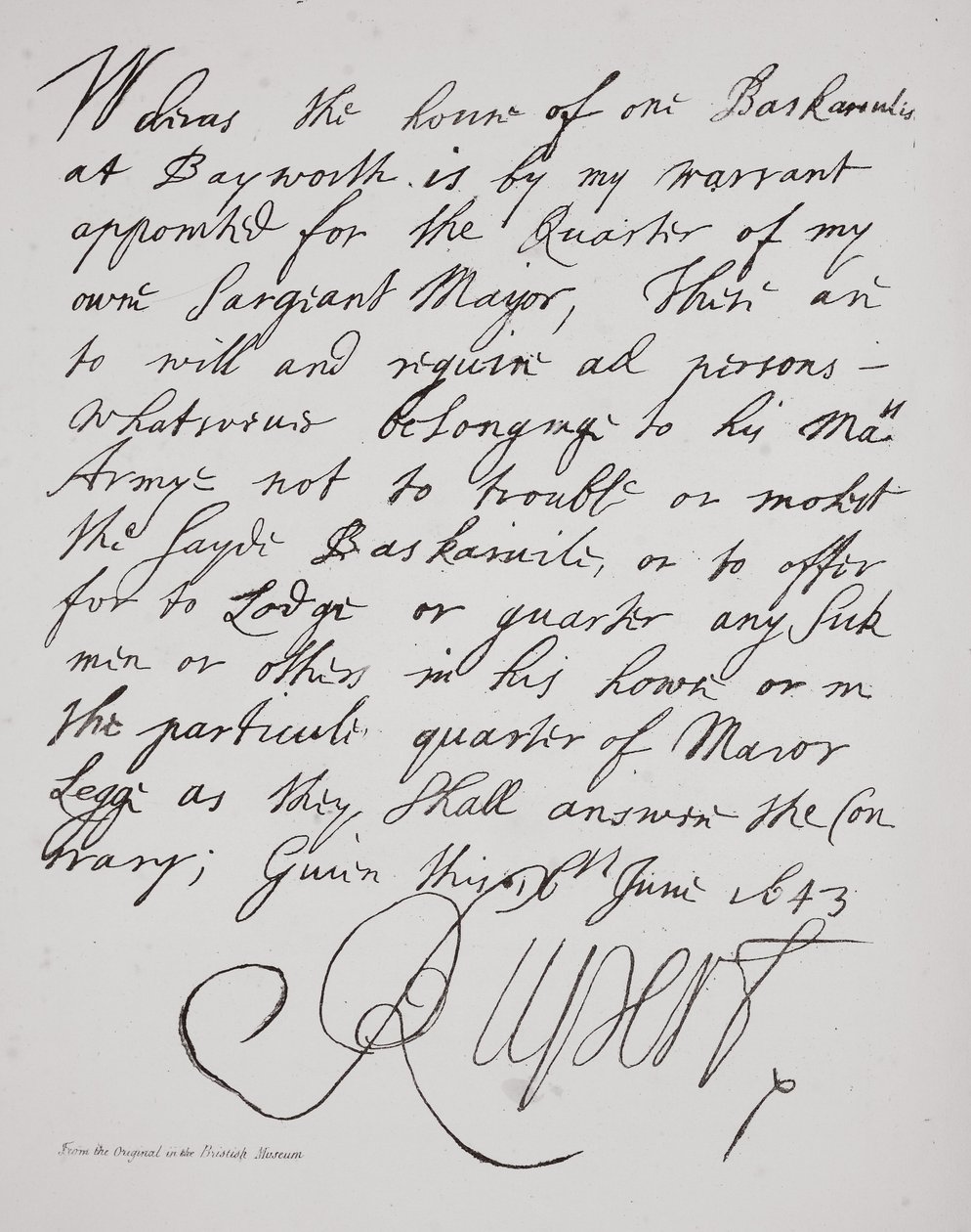 List księcia Ruperta, czerwiec 1643 autorstwa English School