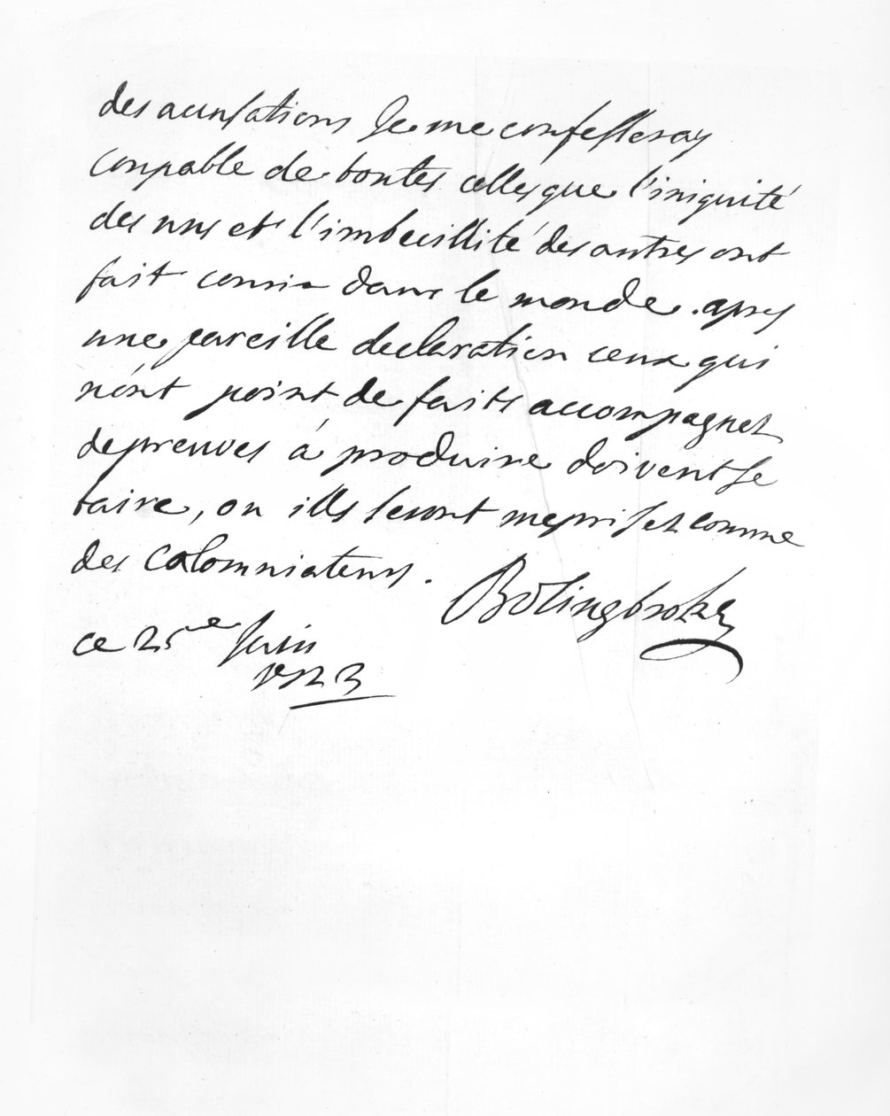 List wysłany przez lorda Bolingbroke do księdza Alari (lito) autorstwa English School