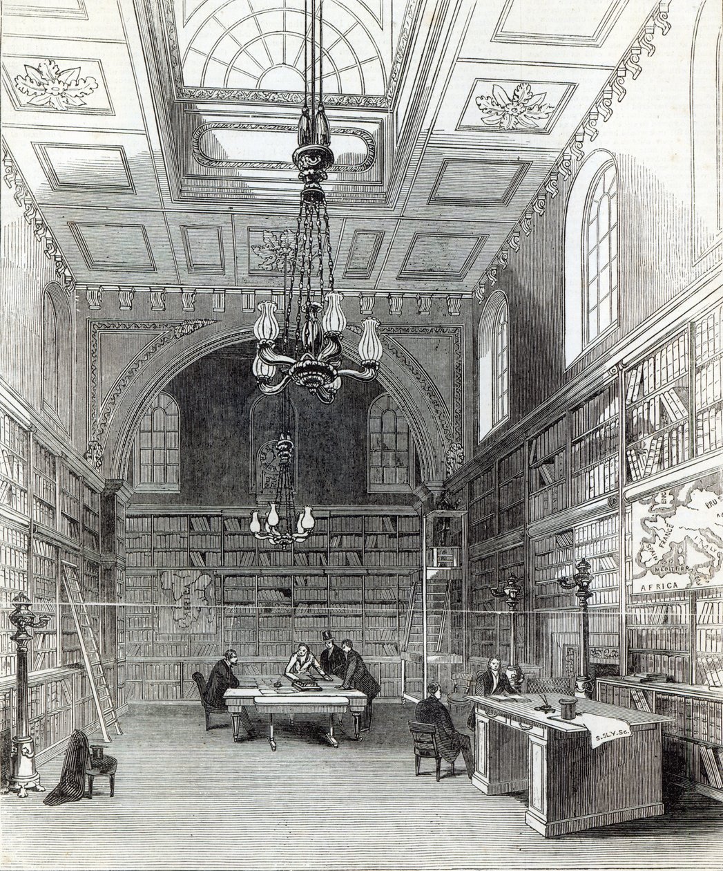 Biblioteka Izby Lordów, z „The Illustrated London News”, 22 marca 1845 r. autorstwa English School