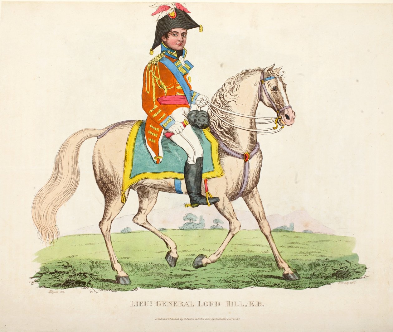 Generał porucznik Lord Hill KB, wyd. Richard Evans, inż Romney, ilustracja z Historycznego sprawozdania z bitwy pod Waterloo autorstwa Williama Mudforda, 1816 autorstwa English School