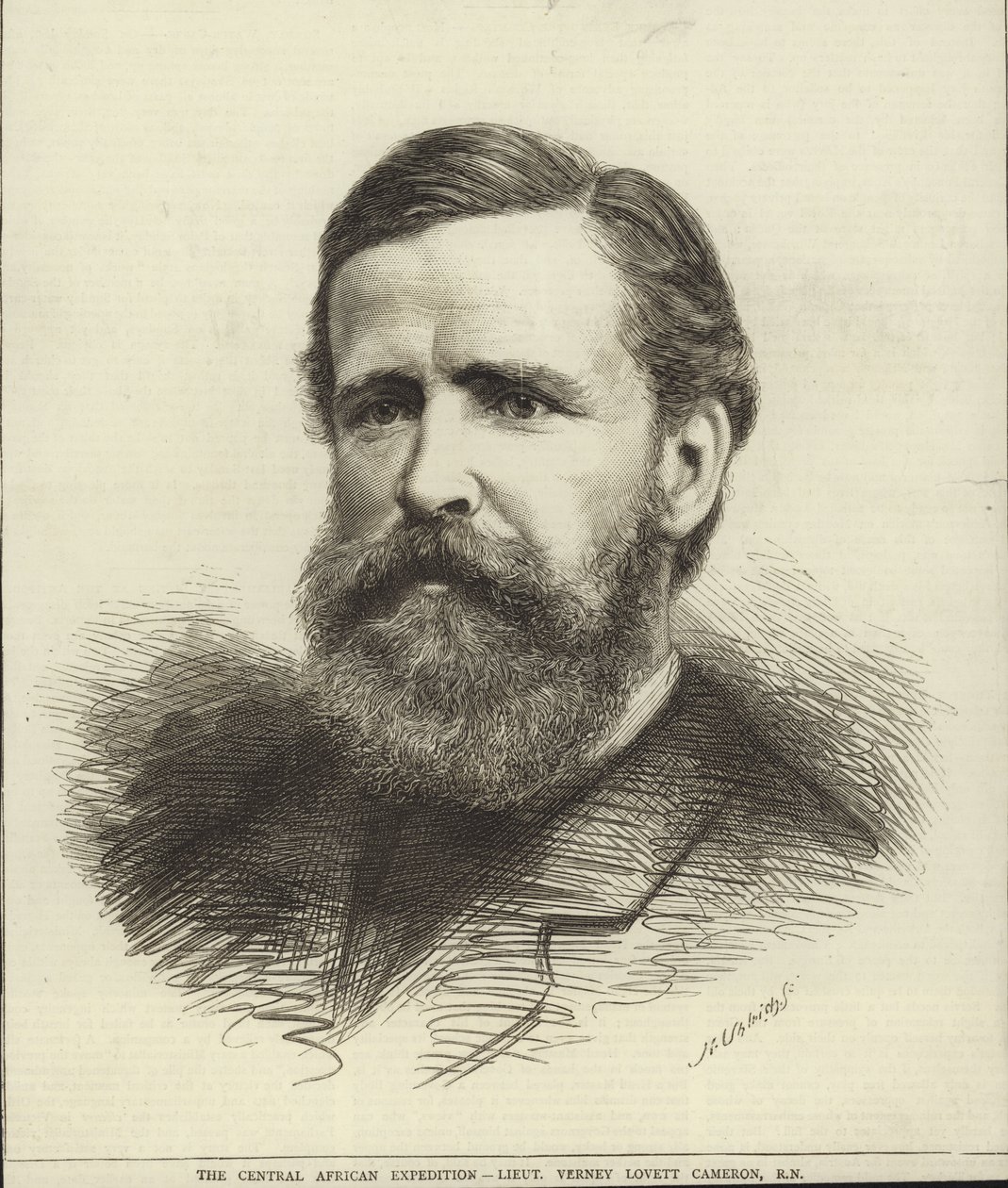 Porucznik Verney Lovett Cameron (grawerunek) autorstwa English School