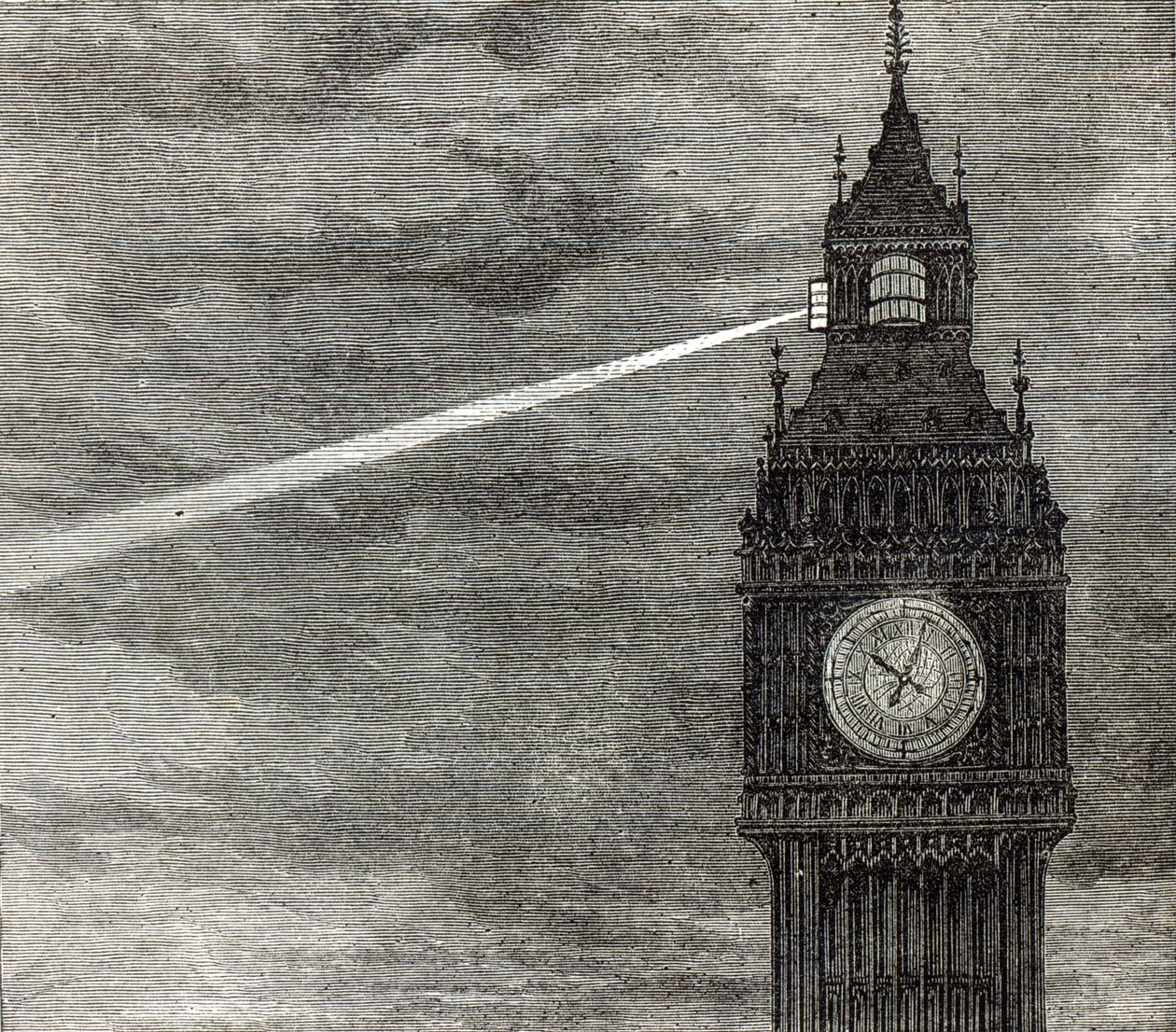 Światło na wieży zegarowej, Houses of Parliament z The Illustrated London News, 16 sierpnia 1873 r. autorstwa English School