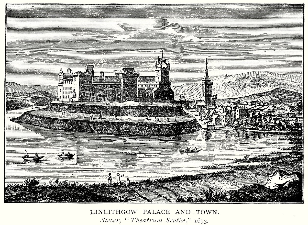 Pałac i miasto Linlithgow (rycina) autorstwa English School