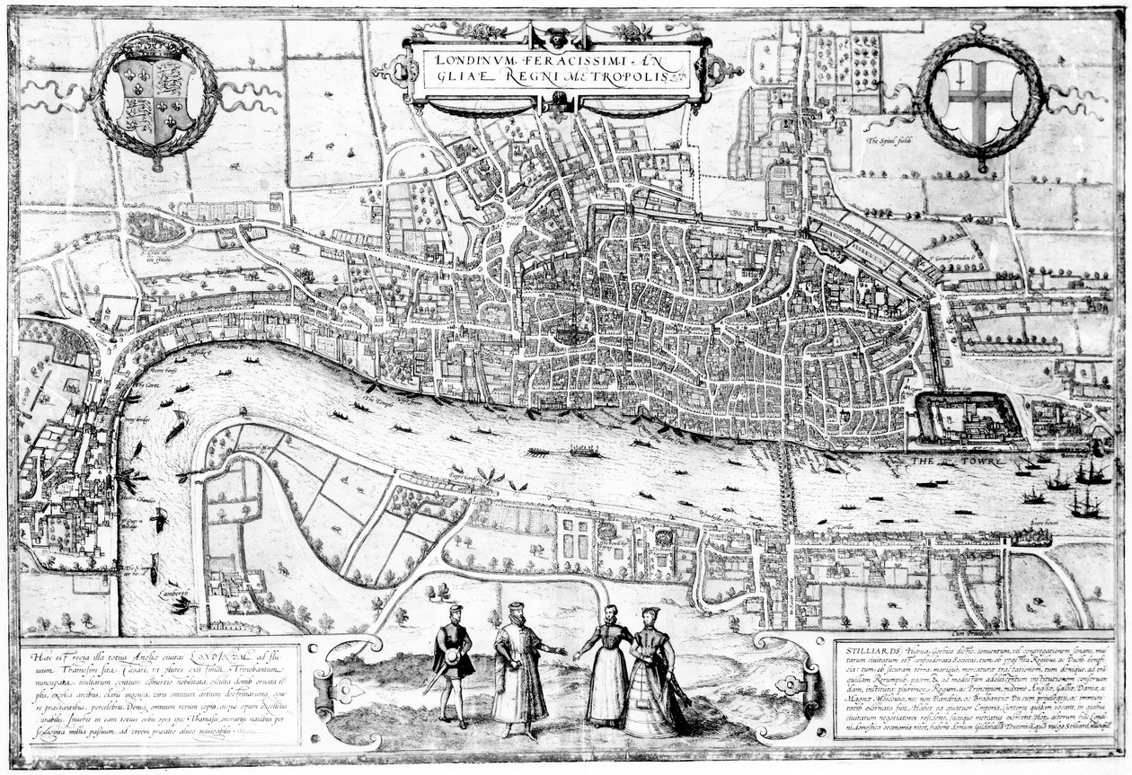 Londinium Feracissimi Angliae Regni Metropolis, ilustracja zaczerpnięta z Londynu w czasach Tudorów przez Sir Walkera Besanta, 1904 autorstwa English School