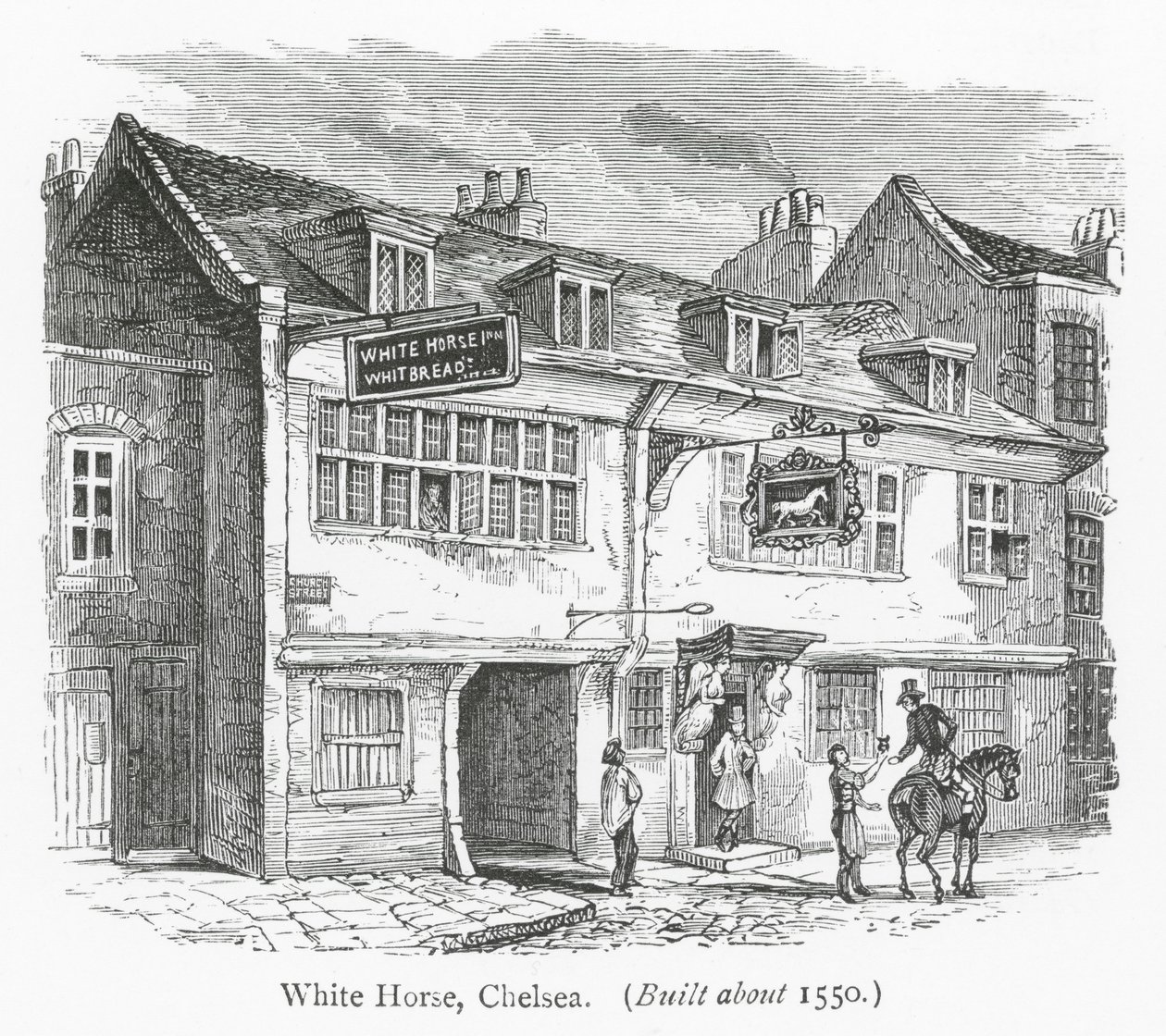 Londyńskie kluby: White Horse, Chelsea (grawerunek) autorstwa English School