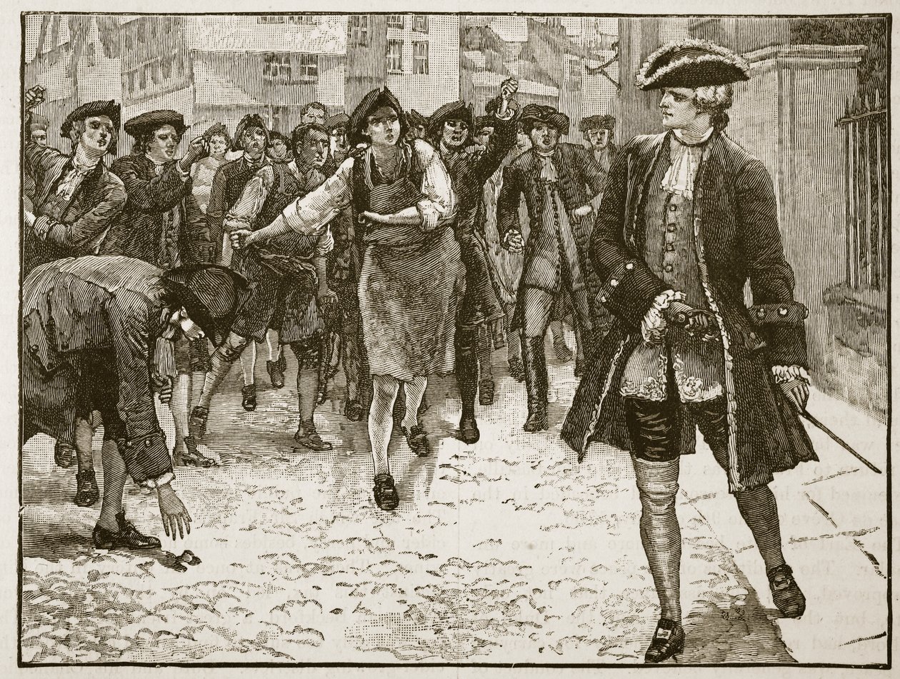 Lord Bute and the Londoners, 1763, ilustracja z Cassells Illustrated History of England (zdjęcie w sepii) autorstwa English School