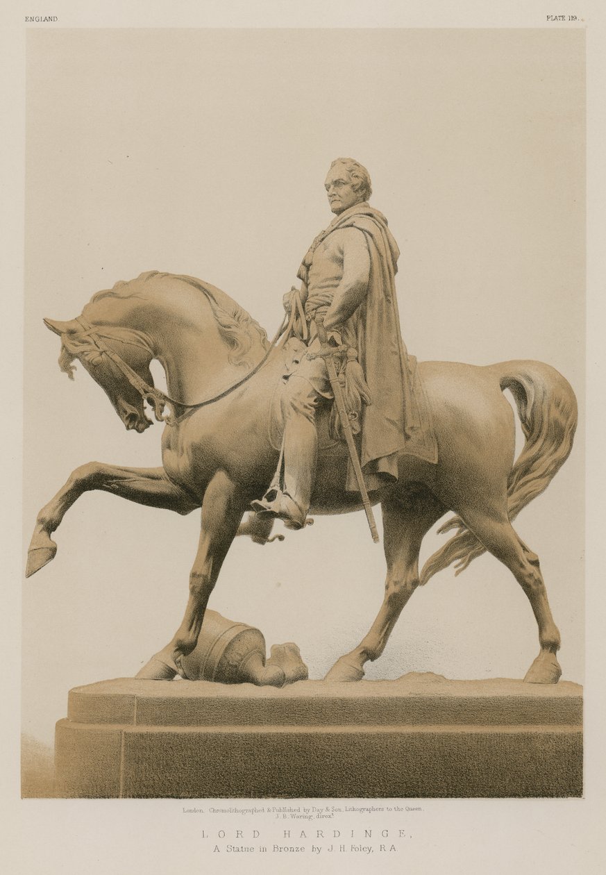 Lord Hardinge, posąg z brązu autorstwa J.H. Foleya, R.A. (chromolit) autorstwa English School