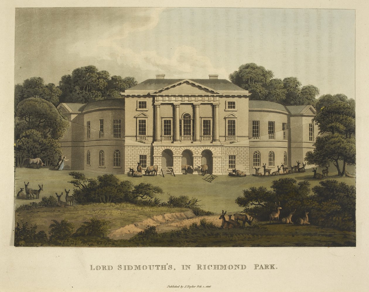 Lord Sidmouth w Richmond Park, z „Fragments on the Theory and Practice of Landscape Gardening, w tym kilka uwag na temat architektury greckiej i gotyckiej, wspomagany przez Humphry
