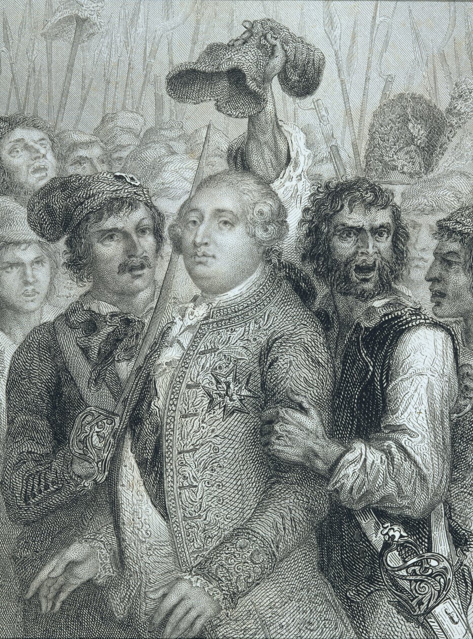 Ludwik XVI (1754-93), król Francji, zabrany przez lud z pałacu Tuileries 20 czerwca 1792 r. autorstwa English School