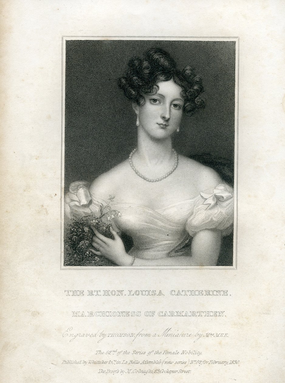 Louisa Catherine Osborne, księżna Leeds jako markiza Carmarthen, 1830 autorstwa English School