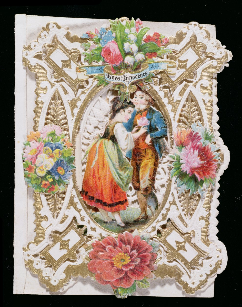 Miłość, niewinność, kartka walentynkowa, ok. 1870 (kolor lito na papierze) autorstwa English School